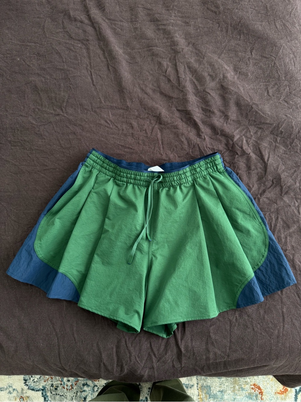 lululemon athletica Green Shorts with Blue Panels